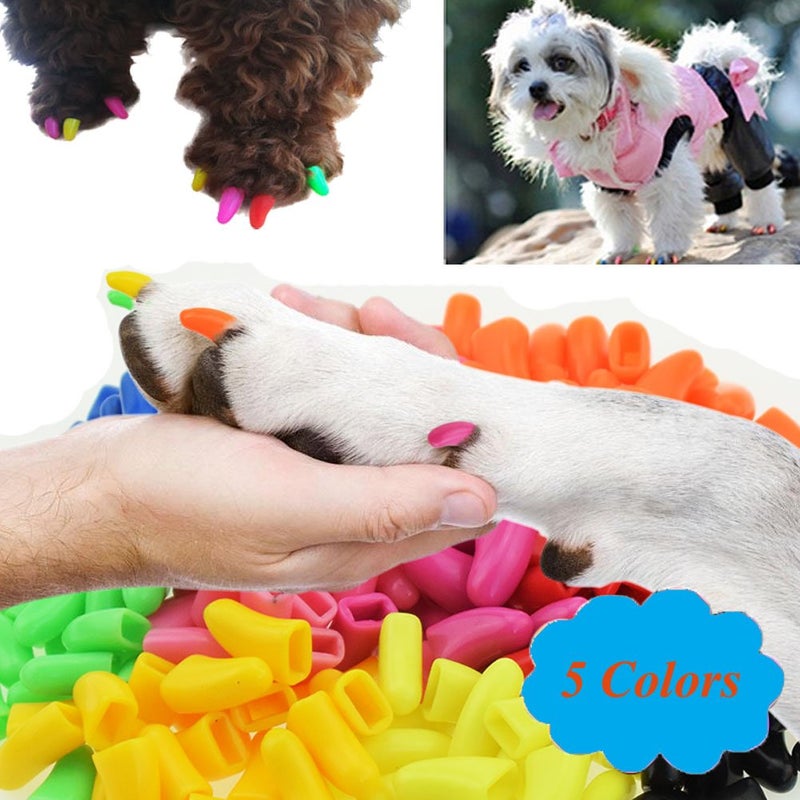 JOYJULY 100pcs Dog Nail Caps Dog Caps Dog Nail Covers for Pet Dog Paws with 5pcs Adhesive Glue+5pcs Applications and Instructions - Image 2